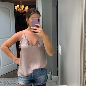 Tan ruffled tank top